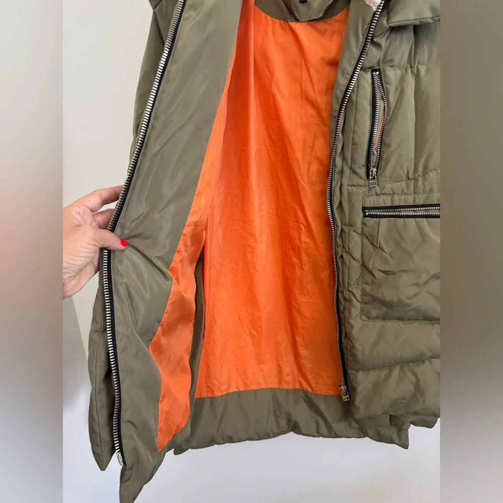 Olive Green‎ Puffer Jacket with Hood oversized